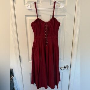 Unique vintage burgundy corset swing dress - small